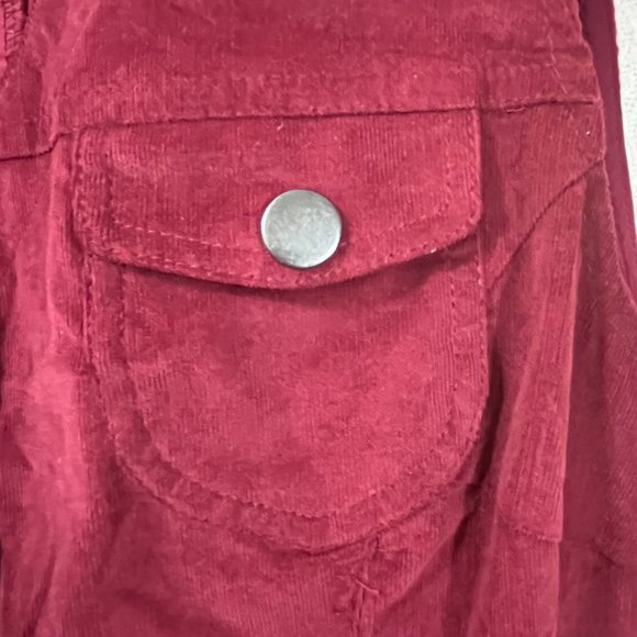 Cotton Corduroy Burgundy Sleeveless Snap up Jumper Dress in Size M - Picture 3 of 4